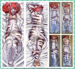  2014 advertisement annoying_watermark anthro bed_sheet breasts butt cat clothed clothing dakimakura fel_(character) feline female fur hair kenno_arkkan looking_at_viewer mammal my_life_with_fel pillow red_hair solo stripes tiger watermark 