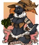  anthro badger breasts clothed clothing female fur green_eyes hat l2edpanda magic_user mammal mustelid skimpy solo witch witch_hat 