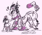  ambiguous_gender bdsm blush bondage bottomwear bound busty_boy_(lore) chaos_daemon clothing clothing_pull daemon_of_slaanesh duo feet fiend_of_slaanesh genitals gynomorph gynomorph/ambiguous gynomorph_taur hands_behind_back horn human intersex intersex/ambiguous intersex_taur jewelry kneeling loincloth male_(lore) mammal military penis restrained_arms soldier taur warhammer_(franchise) warrior woodhouse3d 