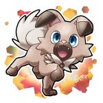  blue_eyes commentary_request dog fangs karo-chan_(buttpurun) looking_at_viewer mixed-language_commentary no_humans one-hour_drawing_challenge open_mouth pokemon pokemon_(creature) pokemon_focus rockruff smile solo 