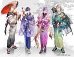  4boys animal_print aqua_kimono arrow_(projectile) bird_print black_gloves black_haori black_kimono black_scarf black_shirt black_socks blue_eyes blue_kimono brown_eyes brown_hair closed_mouth commentary_request copyright_notice crossed_arms ema floral_print floral_print_kimono folding_fan full_body fur-trimmed_scarf fur_trim fuwa_minato gloves gradient_clothes gradient_kimono green_eyes green_kimono grey_hair grey_kimono grey_socks hair_between_eyes half_gloves hamaya hand_fan hand_on_own_hip haori haori_himo haori_on_shoulders holding holding_arrow holding_fan holding_umbrella japanese_clothes kagami_hayato kaida_haru kenmochi_touya kimono lineup long_sleeves looking_at_viewer male_focus multicolored_hair multiple_boys nijisanji official_art oil-paper_umbrella pine_tree pink_kimono pink_streaks pom_pom_(clothes) print_kimono purple_eyes purple_hair purple_haori red_rope red_shawl rof-mao rope sakuramochi1003 sample_watermark sandals scarf shawl shimenawa shirt shirt_under_kimono short_hair smile socks standing streaked_hair sweater_guard tabi tassel tree tree_print two-sided_shawl two-tone_kimono umbrella virtual_youtuber watermark white_background white_socks wide_sleeves wisteria_print yellow_shawl zouri 