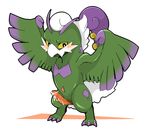  2014 anthro blush cum doneru erection fur green_fur legendary_pok&eacute;mon male nintendo nude penis plain_background pok&eacute;mon smile solo tornadus video_games white_background wings 