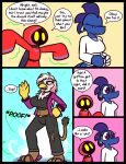 2026 4_fingers anthro avian big_breasts black_body black_bottomwear black_clothing black_pants black_shirt black_tank_top black_topwear blue_body blue_clothing blue_hood blue_robe blue_scales bodily_fluids bottomless bottomwear breasts brown_body brown_feathers cape claws clothed clothing comic crop_top dialogue dragon drooling english_text european_mythology feathers female finger_claws fingers green_eyes green_pupils grin group gryphon hair hand_on_hip hi_res humanoid jacket jewelry leo_the_magician long_sleeves magic male markings motion_lines mouthless mythological_avian mythological_creature mythological_scalie mythology necklace no_pupils onomatopoeia open_clothing open_jacket open_topwear pants pink_body pink_feathers pink_hair pink_markings pupils purple_clothing purple_eyes purple_flip_flops purple_hair purple_jacket purple_pupils purple_topwear red_cape red_clothing red_hood red_robe robe ruby_(ultilix) saliva scales scalie scuted_arms scutes shadow_creature shirt smile sound_effects speech_bubble tank_top text topwear torn_bottomwear torn_clothing torn_pants trio ultilix unnamed_character western_dragon white_body white_claws white_clothing white_feathers white_hair white_shirt white_topwear yellow_eyes