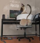 4_toes absurd_res anus big_butt bodily_fluids butt censored chair colored cr4vr0 desk dialogue digital_media_(artwork) domestic_cat drawing_tablet electronics ellipsis english_text exclamation_point eyes_closed feet felid feline felis female female_feral feral furniture gaming genitals good_boy heat_(temperature) hi_res humanoid_genitalia humanoid_genitalia_on_feral humanoid_vulva humanoid_vulva_on_feral mammal microsoft minecraft minecraft_sheep_fucker mojang monitor monster_energy mosaic_censorship on_chair pawpads pink_anus pubes sex_toy shaded siamese_cat sitting sitting_on_chair smelly smelly_butt solo sweat sweaty_butt table talking_feral talking_to_viewer text toes vibrator vulva wand_vibrator xbox_game_studios