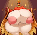 2020 anthro areola beak big_breasts breasts clothing eyebrows eyelashes feathers female generation_2_pokemon genitals green_eyes hi_res ho-oh hope_(lancefoxcia) huge_breasts hyper hyper_breasts jaeh legendary_pokemon nintendo nipples nude pink_areola pink_nipples pokemon pokemon_(species) pokemorph red_body red_feathers solo thick_thighs vulva white_body white_feathers