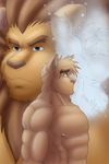  abs anthro biceps big_muscles catalyst clothed clothing comic feline fur hair half-dressed lion male mammal muscles nipples pecs pose ryuu_majin toned topless 