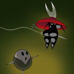 1:1 2025 anthro arthropod big_breasts big_butt black_body breasts butt cloak clothing dress drifting female hi_res hoker hollow_knight:_silksong hollow_knight_(franchise) hornet_(hollow_knight) huge_breasts huge_butt inktober_2025 insect melee_weapon nude red_clothing red_dress reflective_body shortstack sillyseacreatur simple_background solo spikes sword team_cherry thick_thighs weapon