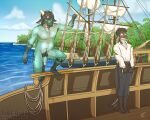 absurd_res aidan_(tiberius_creations) animal_humanoid anthro arm_hair armpit_hair balls belly_hair biceps big_balls big_penis blood blush blushing_profusely boat bodily_fluids body_hair book butt chest_hair claws clothed clothing covering covering_crotch covering_erection covering_penis digital_media_(artwork) dragon dripping dripping_wet duo embarrassed eyewear fish_in_mouth fish_tail fishing flaccid flustered genitals glans glasses hair hairy hi_res historical historical_clothing historical_dress horn humanoid humanoid_genitalia humanoid_penis jewelry lizard male male/male muscular muscular_male mythological_creature mythological_scalie mythology nude pecs penis pirate pubes reptile reptile_humanoid rope scalie scalie_humanoid sea ship sweat tail tail_motion tailwag tiberius_(tiberius_creations) tiberius_creations toe_claws vehicle water watercraft wearing_glasses wet