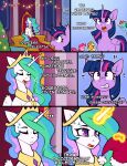2025 absurd_res applejack_(mlp) blonde_hair blue_body blue_fur bodily_fluids buvanybu chair christmas christmas_clothing christmas_decorations christmas_headwear christmas_tree clothing comic cowboy_hat crown dialogue earth_pony ellipsis english_text equid equine eyelashes eyes_closed female feral friendship_is_magic fur furniture group hair hasbro hat headgear headwear hi_res holidays horn horse magic mammal multicolored_hair my_little_pony mythological_creature mythological_equine mythology orange_body orange_fur pegasus pink_body pink_fur pink_hair pinkie_pie_(mlp) plant pony princess_celestia_(mlp) purple_body purple_eyes purple_fur rainbow_dash_(mlp) rainbow_hair santa_hat sweat sweatdrop text throne tiara tree twilight_sparkle_(mlp) white_body white_fur winged_unicorn wings