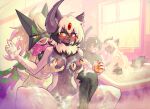 2026 absol anthro anthro_on_anthro areola biped blush breasts claws countershade_torso countershading digital_drawing_(artwork) digital_media_(artwork) female female/female female_anthro fingers fur generation_3_pokemon generation_9_pokemon group hair hi_res horn inside medium_breasts meowscarada navel nintendo nipples nude nude_anthro nude_female pink_areola pink_nipples pokemon pokemon_(species) sitting smile teeth tenebscuro tongue wet