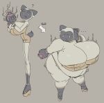 2026 4_fingers anthro aortauricle bangle before_and_after belly big_belly big_breasts big_butt bracelet breasts butt cleavage cleavage_overflow clothed clothed_anthro clothed_female clothing digit_ring digital_drawing_(artwork) digital_media_(artwork) domestic_cat dress ear_piercing ellipsis english_text felid feline felis female female_anthro fertility_idol finger_ring fingers footwear gloves_(marking) grey_background hand_on_head hand_on_own_head hi_res high_heels holding_object huge_belly huge_breasts idol_(object) jewelry leg_markings looking_at_self looking_at_viewer mammal markings minke_(aortauricle) mole_(marking) mole_on_breast obese obese_anthro obese_female open_mouth open_smile overweight overweight_anthro overweight_female piercing question_mark sculpture sequence shoes simple_background smile socks_(marking) solo statue tail text thick_thighs tight_clothing weight_gain