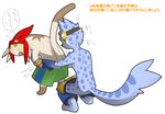  angry blue_fur bracelet clothing feline fur hat japanese_text jewelry male mammal meow_(space_dandy) moffuriini_(artist) ollie open_mouth pants pants_down plain_background pop&#039;n_music shorts space_dandy tan_fur teeth text tongue translation_request whiskers yellow_eyes 