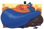 2019 absurd_res alpha_channel anthro belly belly_expansion belly_on_ground big_belly big_breasts big_butt black_bottomwear black_clothing black_eyebrows black_footwear black_jeans black_pants black_shoes blue_body blue_ears blue_hair bottomwear breast_expansion breasts butt butt_expansion chubby_cheeks clothing cloud colored denim denim_bottomwear denim_clothing digital_media_(artwork) domestic_cat english_text expansion eyebrows eyelashes felid feline felis female footwear hair hi_res huge_belly huge_breasts huge_butt huge_thighs hyper hyper_belly hyper_breasts hyper_butt immobile jeans mae_borowski mammal morbidly_obese morbidly_obese_anthro morbidly_obese_female motion_lines navel night_in_the_woods notched_ear obese obese_anthro obese_female orange_clothing orange_shirt orange_topwear outside overweight overweight_anthro overweight_female pants question_mark red_eyes red_hair ridiculouscake shaded shirt shoes simple_background sitting sky solo speech_bubble swelling text thick_thighs thigh_expansion three-quarter_view tight_clothing topwear transparent_background weight_gain yellow_sclera yellow_sky