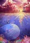  ambiguous_gender cloud feral lapras marill nintendo pok&eacute;mon sky sunset tentacool underwater unknown_artist unknown_species video_games wailord water wingull 