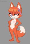 aged_up anthro areola barefoot breasts canid canine crispynecro feet female fox fur hair hi_res mammal murphy_and_mitzi nipples orange_body orange_fur orange_hair pink_eyes plantigrade pointy_ears solo tail vivian_(ajmarekart)