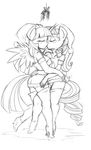  2014 anthro anthrofied black_and_white boots breasts christmas cleavage clothed clothing costume danmakuman duo equine eyes_closed female friendship_is_magic hair hat high_heels holidays horn kissing lesbian mammal mistletoe monochrome my_little_pony plant rarity_(mlp) santa_hat thigh_boots twilight_sparkle_(mlp) unicorn winged_unicorn wings winter_hat 