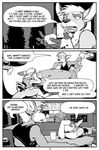  a&amp;h_club adrian_gray anthro bottomless canine clothed clothing comic female half-dressed hildegard kangaroo mammal marsupial monochrome rick_griffin wolf 