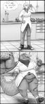 2023 absurd_res alligator alligatorid amelia_(pisang1) anthro before_and_after big_breasts big_butt black_border border bottomwear breast_expansion breasts butt claws clothing comic crocodilian digital_media_(artwork) doctordj drinking english_text expansion eyes_closed eyewear female footwear glasses gloves growth handwear hi_res human human_to_anthro inside laboratory mammal monochrome open_mouth pants reptile round_glasses scalie shoes sink solo species_transformation standing surprised tail tail_growth teeth text thought_bubble torn_clothing transformation weight_gain