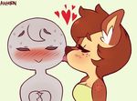 &lt;3 anon antelon anthro blush cervine deer eyes_closed female licking mammal nervous sweat sweatdrop tongue tongue_out 