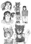 absurd_res age_difference anthro bent_arm big_breasts biped bra breasts candy_(furrotako) canid canine canis chest_tuft cleavage clothed clothing collar curvy_figure domestic_dog duo efradraws eyebrows eyelashes fangs female fingers fluffy fluffy_chest footwear fur hair half-closed_eyes headgear headwear hi_res human humanoid_hands kazuhiro_(furrotako) looking_at_another looking_at_partner male mammal medium_breasts monochrome mouth_closed narrowed_eyes navel open_mouth overweight overweight_male shoes short_hair small_nose smile sneakers sports_bra teeth three-quarter_view topwear tuft underwear younger_female