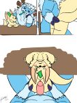 2025 3:4 4_fingers anthro antlers artist_name birthday black_sclera blue_body blue_claws blue_eyes blue_fur blush body_hair canid canine chair claws clothing comic demi_(demi_owo) demi_owo digital_drawing_(artwork) digital_media_(artwork) dot_eyes duo eyebrows fennec_fox finger_claws fingers first_person_view fox fur furniture genitals green_eyes happy_trail hat headgear headwear hi_res horn humanoid_genitalia humanoid_penis hybrid league_of_legends long_ears looking_at_another looking_up_at_partner male male/male mammal mane mustelid navel no_pupils otter overweight overweight_anthro overweight_male party_hat party_horn penis pink_inner_ear pink_penis riot_games signature simple_background simple_eyes sitting table teeth tencent text thick_eyebrows true_fox tusks white_background white_body white_eyebrows white_fur white_sclera willump_(lol) yellow_body yellow_fur yeti