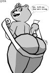 2023 anthro artist_name bear big_breasts big_butt big_eyes big_iris biped black_text breasts butt charmin charmin_bear countershade_face countershade_fur countershading deucetryart dialogue digital_drawing_(artwork) digital_media_(artwork) english_text eyelashes female flower flower_on_ear fur greyscale head_turned hi_res holding_object holding_toilet_paper iris legs_together looking_at_viewer looking_back looking_back_at_viewer looking_down looking_down_at_viewer mammal mature_anthro mature_female monochrome monotone_background motion_lines motion_outline narrowed_eyes no_pupils nude nude_anthro nude_female open_mouth open_smile plant short_tail simple_background smile smiling_at_viewer solo speech_bubble standing tail talking_to_viewer teeth text thick_thighs three-quarter_view toilet_paper tongue white_background white_speech_bubble