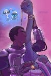 2026 2_fingers 5_fingers absurd_res alien alien_humanoid armor big_eyes black_eyebrows black_eyes black_hair blue_clothing blue_shirt blue_topwear blush blush_lines brown_body brown_skin cheek_scar clothed clothed_female clothed_human clothed_humanoid clothed_male clothing dark_body dark_skin digit_ring duo eyebrows eyes_closed facial_scar female female_humanoid finger_ring fingernails fingers forehead_scar glistening glistening_lips gold_(metal) gold_jewelry gold_necklace gold_ring grey_body grey_lips grey_skin hair hand_holding hand_on_neck hand_size_difference headgear heart_symbol helmet hi_res human human_on_humanoid humanoid interspecies jango_fett jewelry kaminoan kissing kissing_neck lips long_neck male male/female male_human mammal mandalorian_armor mouth_closed nails neck_scar necklace not_furry romantic scar shirt short_hair signature star_wars taun_we teeth thick_eyebrows thick_lips tidywire topwear white_clothing white_shirt white_topwear