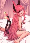 2_tails 4_ears :d absurd_res animal_humanoid asian_mythology bed breasts cat_humanoid east_asian_mythology fangs feet felid felid_humanoid feline feline_humanoid female furniture hair hi_res humanoid humanoid_pointy_ears japanese_mythology long_hair looking_at_viewer mammal mammal_humanoid multi_ear multi_tail mythology nekomata nude on_bed open_mouth pointy_and_animal_ears pointy_ears pupils red_eyes red_hair rin_kaenbyou sitting slit_pupils smile solo tail teeth touhou urazasa wariza yokai