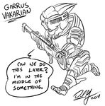  2014 alien anthro armor black_and_white calibrations chibi cskairi garrus_vakarian male mass_effect monochrome solo turian video_games weapon 