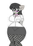  alpha_channel anthro big_breasts black_hair bow_tie breasts cleavage cloth clothed clothing equine female fishnet friendship_is_magic hair horse hyperwave9000 long_hair mammal my_little_pony octavia_(mlp) plain_background purple_eyes skirt solo transparent_background voluptuous wide_hips 