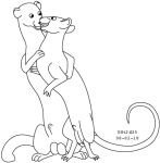 1998 animal_genitalia balls black_and_white duo feral fur genitals hug hugging_another kiss_on_lips kissing low_res male male/male mammal monochrome murid murine mustelid musteline nude_male rat rodent sheath simple_background sitting smile standing tail toony true_musteline urbanhermit weasel white_background