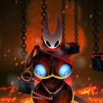 1:1 2025 2_horns anthro arachnid arthropod beads belly big_breasts biped black_body black_eyes blue_nipples bodily_fluids breasts bucket chain cloak clothing container dress embers empty_eyes exposed_breasts female flashing flashing_breasts flashing_pussy hi_res hollow_knight:_silksong hollow_knight_(franchise) horn hornet_(hollow_knight) inktober_2025 lava melee_weapon nipples nude prayer_beads red_clothing red_dress rosary rosary_beads sillyseacreatur solo spider sweat sweating_profusely sword team_cherry weapon wide_hips