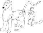 1978 20th_century ancient_art animal_genitalia ball_slap balls black_and_white dated duo felid feral genitals lion long_balls male male/male mammal mane monochrome nude open_mouth pantherine sheath shocked simple_background sitting size_difference slap species_request standing tail tail_tuft toony tuft urbanhermit