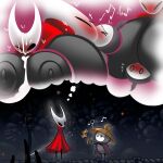 1:1 2_horns arthropod bashful big_breasts big_nipples biped black_body black_eyes blush bodily_fluids brass breast_play breasts cloak clothing cum cum_on_breasts cum_on_face dress duo ejaculation empty_eyes eyes_closed female genital_fluids hi_res holding_object hollow_knight:_silksong hollow_knight_(franchise) horn hornet_(hollow_knight) huge_breasts inktober_2025 insect kiss_on_lips kissing looking_at_another male male/female melee_weapon metal musical_note musical_symbol nipples red_clothing red_dress sex sherma_(hollow_knight:_silksong) sillyseacreatur singing size_difference smothering standing sword symbol team_cherry thought_bubble titfuck weapon