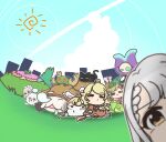 2020 4_fingers akky_(idolmaster) ambiguous_feral ambiguous_gender antennae_(anatomy) anthro antlers apricot_(charisuke) arm_support arthropod bangs bichon bichon_frise black_body black_bracelet black_clothing black_eyes black_footwear black_fur black_hooves black_shoes black_tail blitzen_(idolmaster) blonde_hair blue_eyes blue_sky blurred_character blush blush_lines bodily_fluids bracelet braided_hair brown_antlers brown_body brown_clothing brown_dress brown_eyes brown_fur butterfly canid canine canis cel_shading charisuke checkered checkered_hair chibi city cityscape closed_smile clothed clothed_female clothed_human clothing cloud cloven_hooves colored crossover crown cygames deer digital_drawing_(artwork) digital_media_(artwork) domestic_cat domestic_dog dot_eyes dress drooling elemental_creature empty_eyes exclamation_point eyebrow_through_hair eyebrows eyelashes eyelashes_through_hair eyes_closed fan_character featureless_legs felid feline felis female female_anthro female_human feral fingers flora_fauna footwear fur furrowed_eyebrows grass green_body green_skin grey_hair grey_wings group group_photo hair headgear hi_res high_heels hill hooves horn human hyou-kun idolmaster idolmaster_cinderella_girls iguana iguanid insect insect_wings japanese_description jewelry kozue_yusa lagomorph larger_ambiguous larger_feral leaning_on_elbow lepidopteran lepidopteran_wings light lighting lizard long_ears long_hair looking_at_another looking_at_viewer lying lying_on_another lying_on_grass lying_on_ground male_(lore) mammal mouth_closed mouthless multicolored_body multicolored_clothing multicolored_dress musical_note musical_symbol nagi_hisakawa narrowed_eyes new_world_deer no_eyebrows nose_bubble noseless nude nude_ambiguous nude_anthro on_front on_grass on_ground open_mouth open_smile outline outside pero_(idolmaster) pigtails pink_mouth plant plushie rabbid raving_rabbids rayman_(series) reindeer reptile saliva scalie shaded shoes simple_background simple_eyes sitting sitting_on_ground size_difference sky sleeping smile sparkles squint sun symbol tail tan_body tan_eyelids tan_face tan_inner_ear tan_skin teal_eyes text toy_dog translucent translucent_hair tree two_tone_body ubisoft white_body white_clothing white_footwear white_fur white_outline wings yumi_aiba
