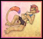 anthro black_border blep border clothing domestic_cat duo felid feline felis haplorhine hi_res human hydez male male/male mammal merging monkey multi_eye pattern_background plantigrade primate simple_background tail tongue tongue_out torn_clothing transformation