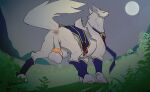 animal_genitalia anus arm_warmers armwear ball_ring ball_stretcher balls butt canid canine canine_genitalia canyne capcom clothed clothed_feral clothing feral fluffy fluffy_tail full-length_portrait fully_sheathed fur genitals grass hauser_(anormaldog) hi_res kamelotnoah kamura_armor leg_warmers legwear leucistic male mammal monster_hunter moon night palamute pawpads pink_anus pink_nose pink_pawpads plant portrait presenting presenting_balls presenting_hindquarters scarf sheath sky solo tail testicle_cuff white_body white_fur yellow_eyes