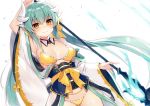  bikini cleavage fate/grand_order horns japanese_clothes kiyohime_(fate/grand_order) muryou open_shirt swimsuits weapon 