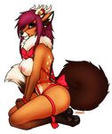  anthro breasts canine cervine christmas deer digital_media_(artwork) female fox holidays hybrid kneeling mammal nude porin solo 