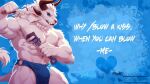 16:9 2025 4_ears abs alternate_species anthro armpit_tuft biceps blue_background blue_clothing blue_eyes body_hair bottomwear bulge charr chest_tuft clothing colored digital_media_(artwork) digital_painting_(artwork) dimastarz english_text fangs felid fist flexing fur guild_wars happy_trail heart_symbol heterochromia hi_res holidays horn light lighting logo loincloth male mammal mane monkey_wrench multi_ear muscular muscular_anthro muscular_male muscular_thighs navel painting_(artwork) pawpads shaded simple_background solo standing suggestive_text tail tail_tuft teeth text tools tuft valentine's_day valentine's_day_card white_body white_fur white_mane widescreen yellow_eyes