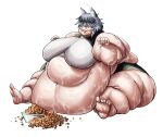 2024 5_fingers 5_toes absurd_res animal_humanoid bangs belly belly_rolls bent_arm big_belly big_breasts black_bottomwear black_clothing black_hair black_shorts bodily_fluids bottomwear bowl breasts canid canid_humanoid canine canine_humanoid chubby_cheeks closed_smile clothed clothed_female clothed_humanoid clothing colored comedii container crop_top digital_drawing_(artwork) digital_media_(artwork) double_chin english_description fangs fat_arms fat_legs feet female female_humanoid fingers fist flabby_arms fully_clothed fully_clothed_female fully_clothed_humanoid grey_hair hair hair_over_eyes hi_res huge_belly huge_breasts huge_thighs humanoid humanoid_feet light lighting mammal mammal_humanoid medium_hair midriff morbidly_obese morbidly_obese_female morbidly_obese_humanoid mouth_closed multicolored_hair mythological_canine mythological_creature mythology navel obese obese_female obese_humanoid overweight overweight_female overweight_humanoid pet_food pink_tongue plantigrade plus-sized_elf raika_(plus-sized_elf) shaded shirt shorts simple_background sitting smile solo sweat sweaty_body sweaty_face sweaty_feet sweaty_legs tan_body tan_skin teeth thick_thighs three-quarter_view toes tongue tongue_out topwear two_tone_hair werecanid werecanine werecreature werewolf white_background white_clothing white_crop_top white_topwear wide_hipped_female wide_hipped_humanoid wide_hips wolf_humanoid