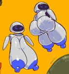 aliasing areola big_breasts big_butt blue_areola blue_nipples breasts butt digital_media_(artwork) disney erect_nipples eve_(wall-e) extraterrestrial_vegetation_evaluator featureless_hands female floating_arms floating_head genitals huge_breasts hyper hyper_breasts legless looking_back low-angle_view machine multiple_angles nipples not_furry orange_background pixar robot sagging_breasts screen screen_eyes screen_face shaded simple_background solo submarinechamomile vulva wall-e