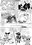 2025 6_panel_comic absurd_res ambiguous_gender answer antennae_(anatomy) anthro belly big_breasts big_butt black_text bloominoko breasts butt claws clenched_teeth comic dewott dialogue ellipsis english_text exclamation_point eyes_closed featureless_breasts featureless_crotch female feral generation_2_pokemon generation_4_pokemon generation_5_pokemon generation_8_pokemon group hair heavenlyproductions hi_res hisuian_form hisuian_zorua holding_photo kerchief leavanny level-5 looking_at_another lucario lying monochrome mouth_closed nintendo on_back on_ground open_mouth open_smile oshawott photo pokemon pokemon_(species) pregnant question question_mark questions_and_answers regional_form_(pokemon) riolu shinx signature sitting smile snivy speech_bubble tail talking_to_another teddiursa teeth text text_box tongue yo-kai_watch