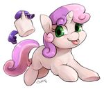  2014 audrarius equine female feral friendship_is_magic fur green_eyes hair horn mammal marshmallow my_little_pony pink_hair plain_background purple_hair sweetie_belle_(mlp) tongue tongue_out two_tone_hair unicorn white_background white_fur 