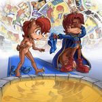  anthro clothed clothing elias_acorn female glitcher male memories pool sally_acorn sega sonic_(series) vest water 