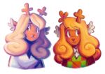  1girl animal_ears antlers averagecatdoodlesenjoy blonde_hair buck_teeth checkered_clothes checkered_vest curly_hair deer_antlers deer_ears deer_girl deer_tail deltarune freckles furry furry_female hooves horns multiple_costumes multiple_views noelle_holiday noelle_holiday_(dark_world) official_alternate_costume reindeer_girl robe simple_background tail teeth third-party_source two-tone_sweater_vest utdr_(toby_fox) vest white_background white_robe 