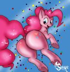  2014 blue_eyes butt cutie_mark dock earth_pony equine female feral friendship_is_magic hair hooves horse long_hair mammal my_little_pony open_mouth pink_hair pinkie_pie_(mlp) pony rear_view solo suirano 