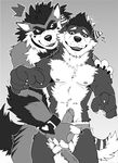  2014 abs aluminemsiren anthro biceps black_nose canine clothing dog duo fur hair husky male mammal muscles nipples pecs penis underwear 