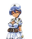  1girl ^_^ blue_hair breasts cleavage cleavage_cutout closed_eyes closed_mouth clothing_cutout collared_dress corset cowboy_shot dark-skinned_female dark_skin dress game_asset gloves hair_between_eyes hat large_breasts large_variant_set lowres manjuverunu_no_sen_otome non-web_source nurse nurse_cap official_art puffy_short_sleeves puffy_sleeves sally_merci_(manjuverunu) self-datamine short_dress short_hair short_sleeves simple_background siubomanjyu smile solo stethoscope tachi-e transparent_background variant_set white_dress white_gloves white_hat 