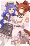  absurdres animal_ears asari_nanami aston_machan_(umamusume) bare_shoulders black_skirt black_thighhighs blue_eyes blue_hair blush breasts brown_hair character_doll closed_mouth commentary_request crossover doll dress fishnet_thighhighs fishnets gloves green_eyes hair_between_eyes hair_ornament hair_rings hair_scrunchie hat heart heart_hands heart_hands_duo highres hokutoro64 horse_ears horse_girl horse_tail idolmaster idolmaster_cinderella_girls inoue_honoka large_breasts long_hair looking_at_viewer medium_hair multiple_girls one_side_up open_mouth pink_dress red_scrunchie scrunchie shirt skirt small_breasts smile tail teeth thighhighs umamusume upper_teeth_only very_long_hair voice_actor_connection white_gloves white_shirt white_thighhighs 